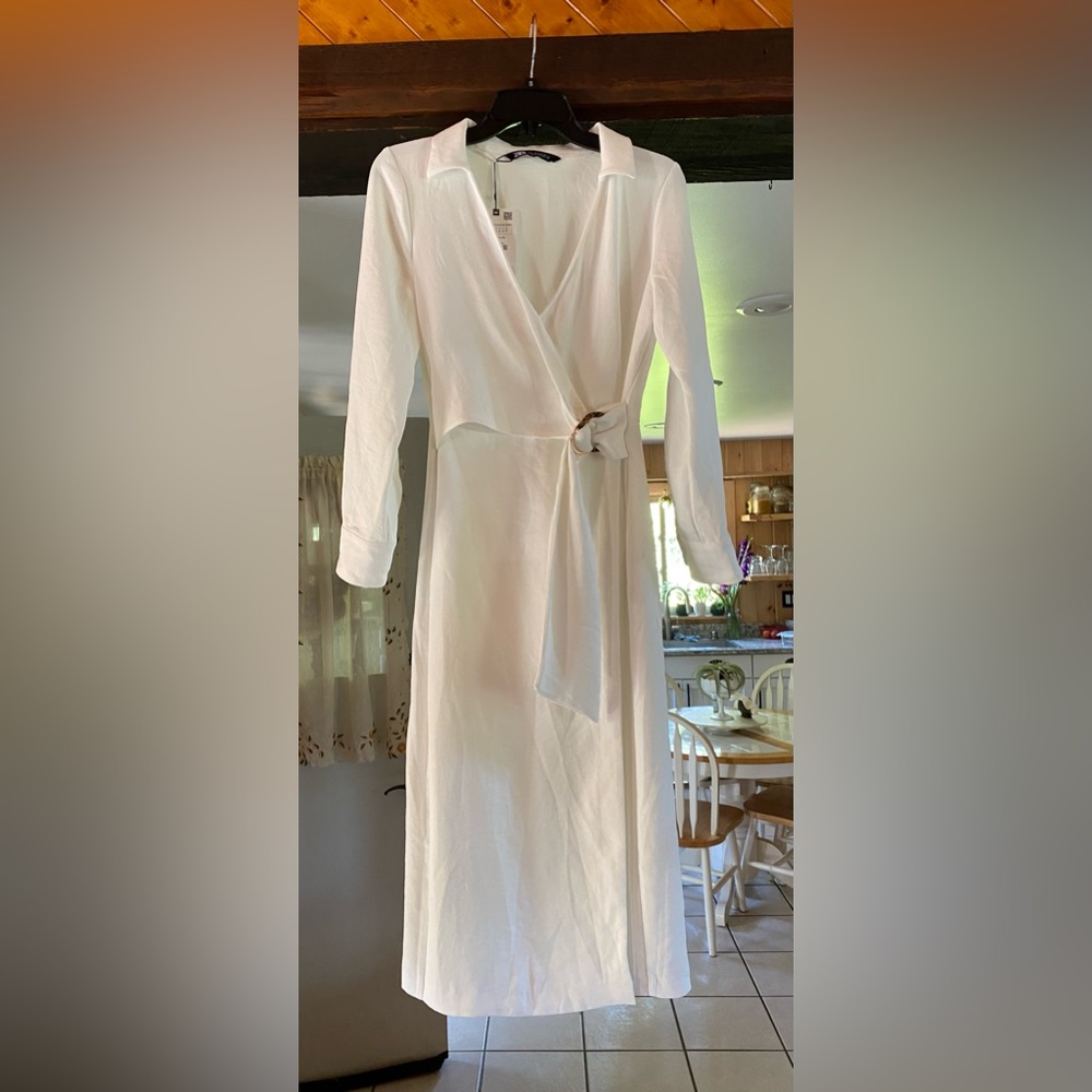 Zara white shirt dress